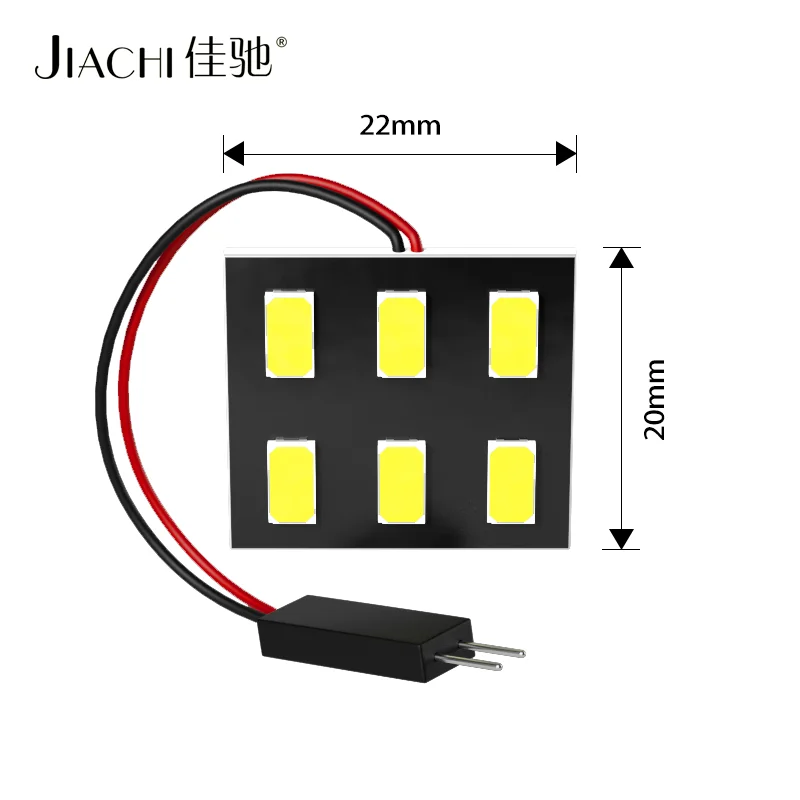 JIACHI 100PCS Auto Car Accessories Dome Map SMD Led Bulb Interior Panel Lamp 5630Chip 6SMD W5W/T4W/C5W Adapter White DC12V 240LM