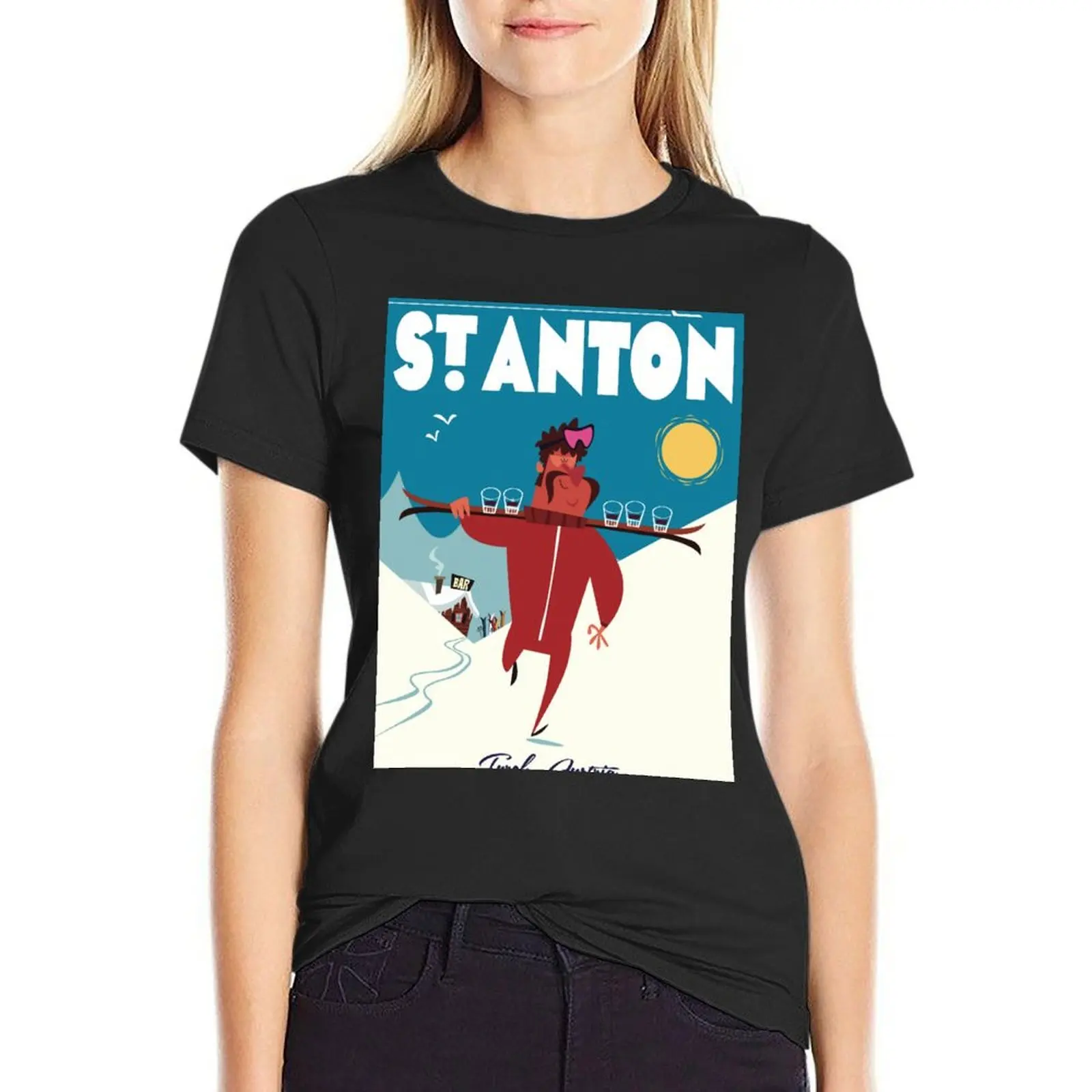 St Anton poster T-Shirt graphics quick drying tops Female clothing Womens clothing