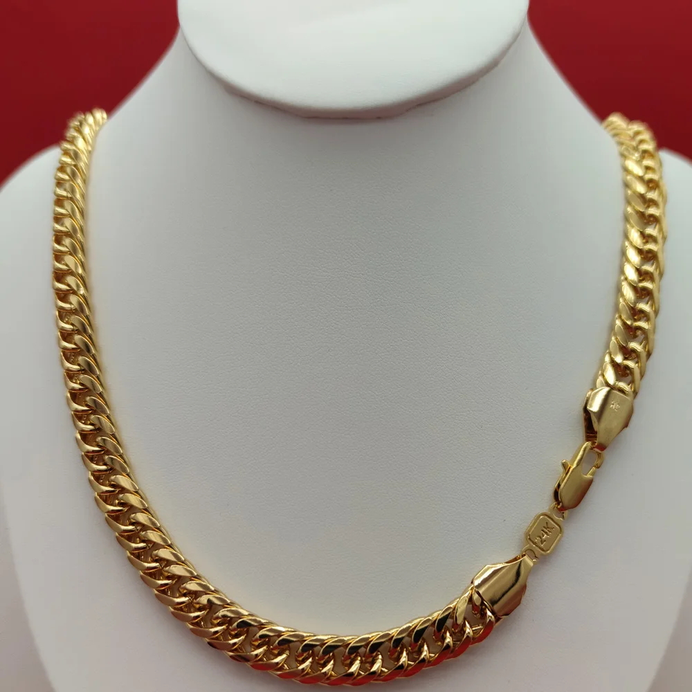 GOLD AUTHENTIC  SOLID GOLD GF MEN'S CUBAN LINK CHAIN NECKLACE SZ 24