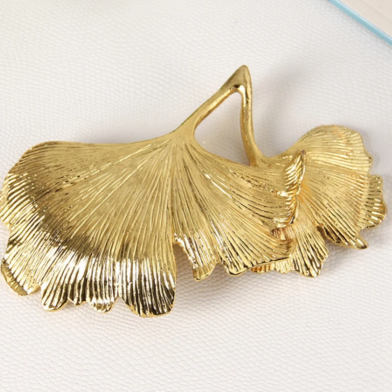 Gold Leaf Ginkgo Biloba Leaf Decorative Tray Gold Jewelry Tray Desk Decorative Dish Organizer Tray For Ring Necklace