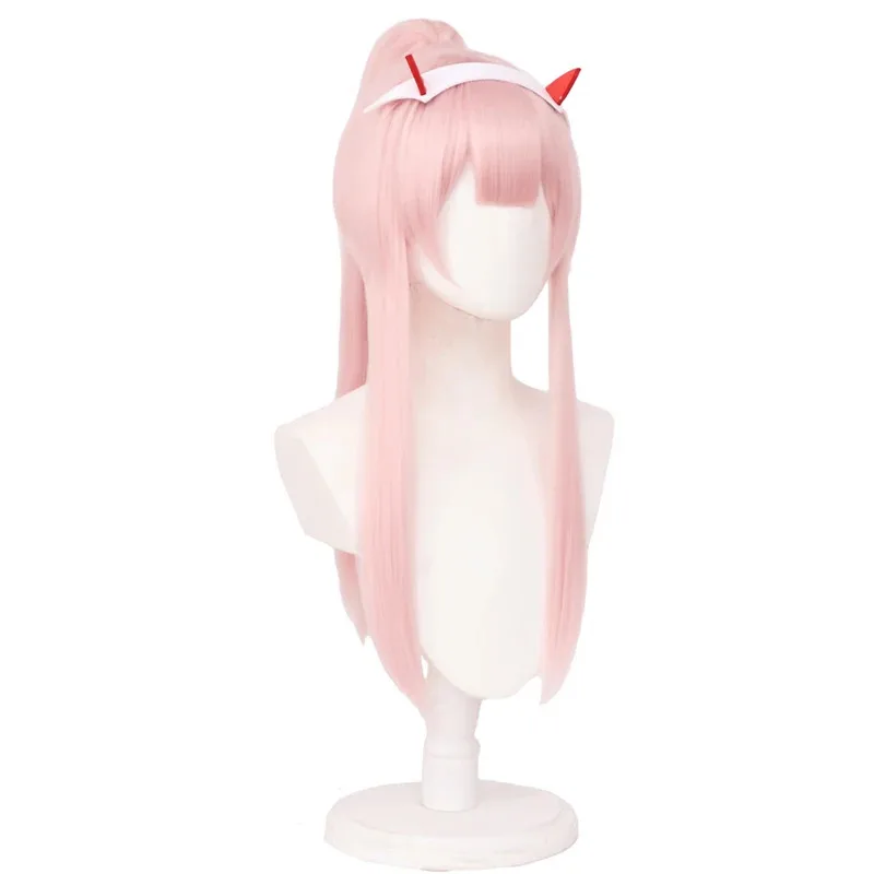 DARLING in the FRANXX Code 02 Peluca de Cosplay cola de caballo Zero Two traje de baño largo recto rosa peinado de natación pelucas de pelo sintético