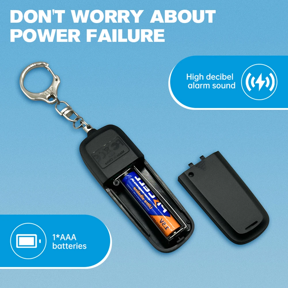 WSDCAM-Alarme de Segurança Pessoal para Mulheres e Idosos, Anti Ataque, Mini Alarme, Lanterna LED, Chaveiro Infantil, 130dB