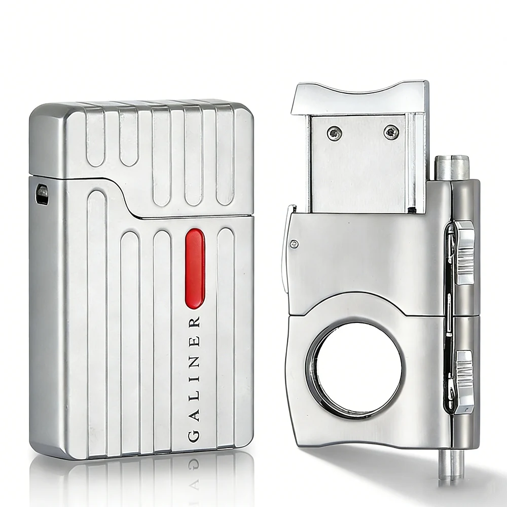 

GALINER Cigar Lighter Cutter Set Smoking Accessories Luxury Windproof Butane Gas Torch Lighter Puro Cutter With Punch