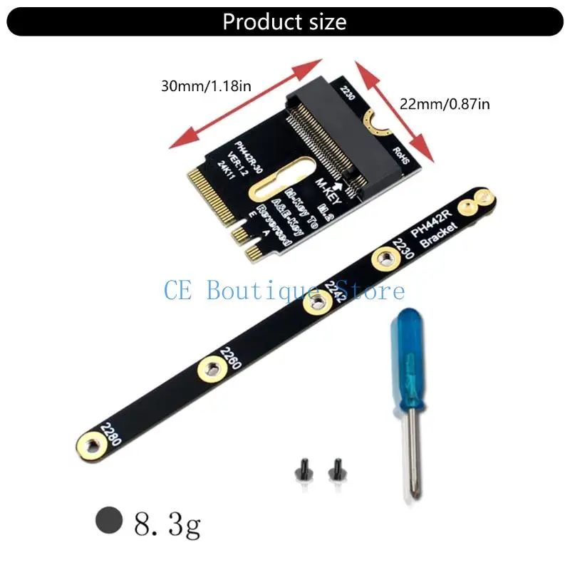 652F M.2 A+E to M Adapter NVMe Integration NVME Extension Adapter with Bracket Risers Card for 2230 2242 2260 2280