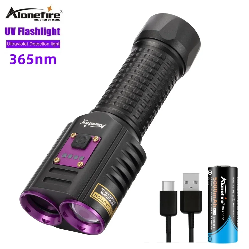 

Alonefire SV72 Rechargeable UV Flashlight 365 Ultraviolet Torch Fluorescent Oil Pollution Detection 2 in 1 White Light+Purple