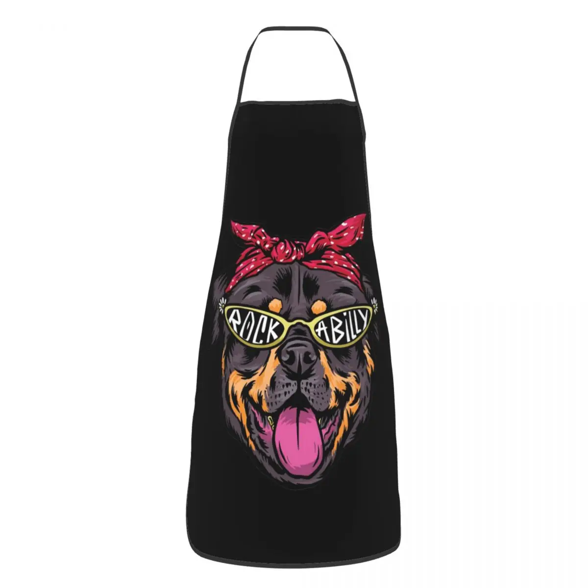 Dog Rottweiler In A Rockabilly Aesthetic Apron Chef Cooking Baking Tablier Bib Kitchen Cleaning Pinafore for Women Men