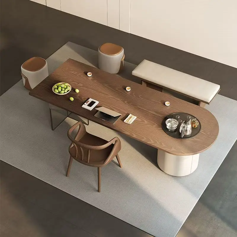 Wabi Sandy Wind Solid Wood Tea Table Zen Desk Desk Tea Table Integrated Dual Use