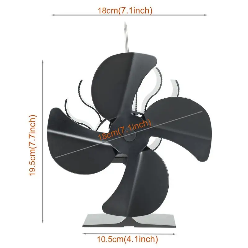 4/5/6 Blades Heat Powered Stove Fan Log Wood Burner Eco-fan Quiet Fireplace Fan Winter Warm Home Heater Efficient Heat Distribu