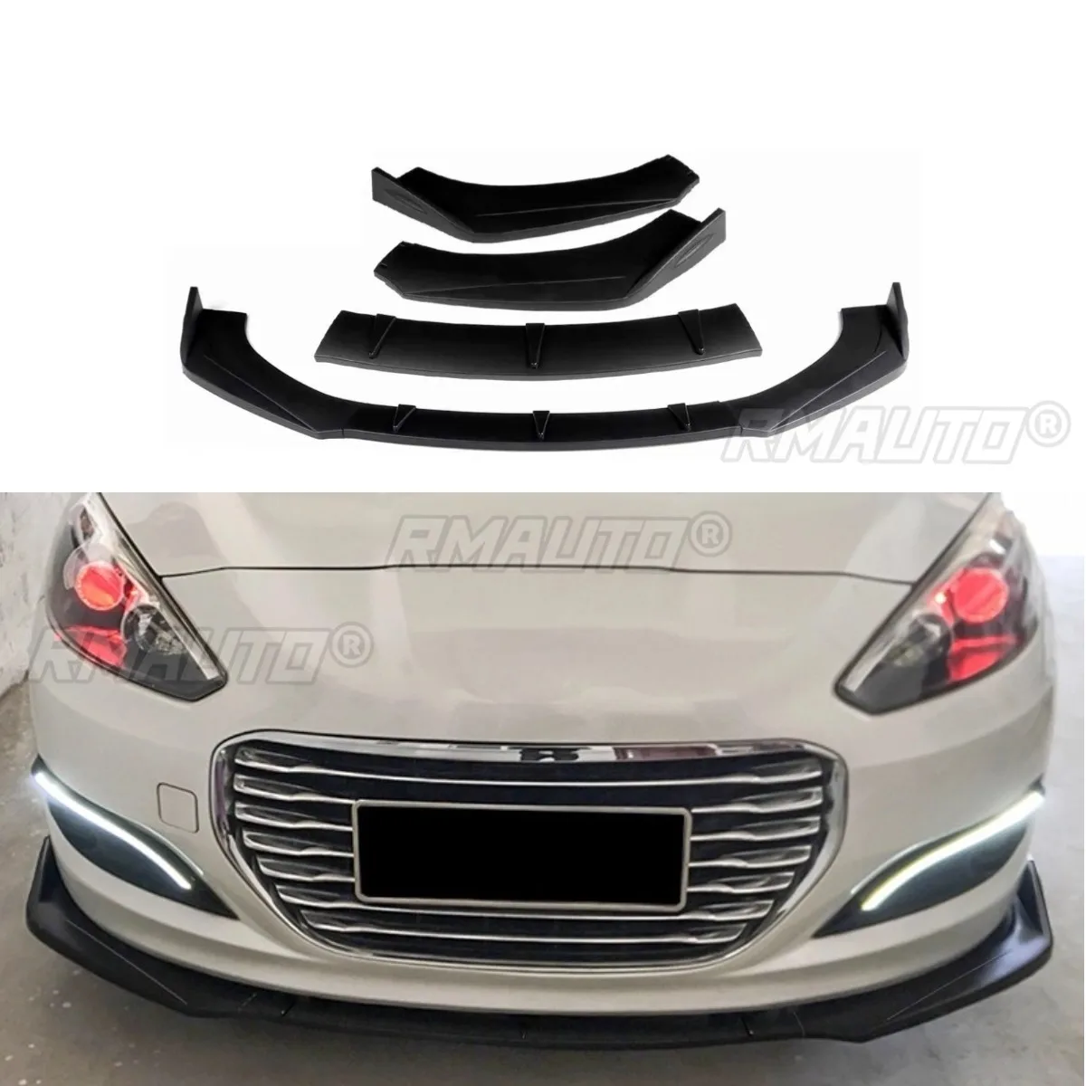 Para citroen peugeot amortecedor dianteiro do carro lábio divisor difusor spoiler para citroen peugeot 308 pára-choques guarda avental acessórios do carro