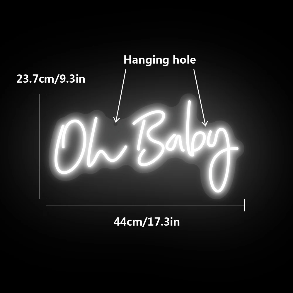 Imagem -04 - Baby-neon Led Flex Sign Clear Acrílico Light Decoração da Parede Dimmable Neon Sign Baby Shower Gênero Revelar Party Decor oh