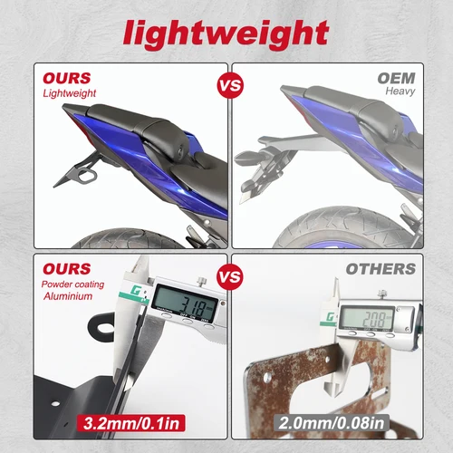 Imagen 2 del producto Ajuste para Yamaha YZF R15 R150 2008-2023 Kit eliminador de guardabarros limpio trasero soporte para matrícula soporte de aluminio para motocicleta