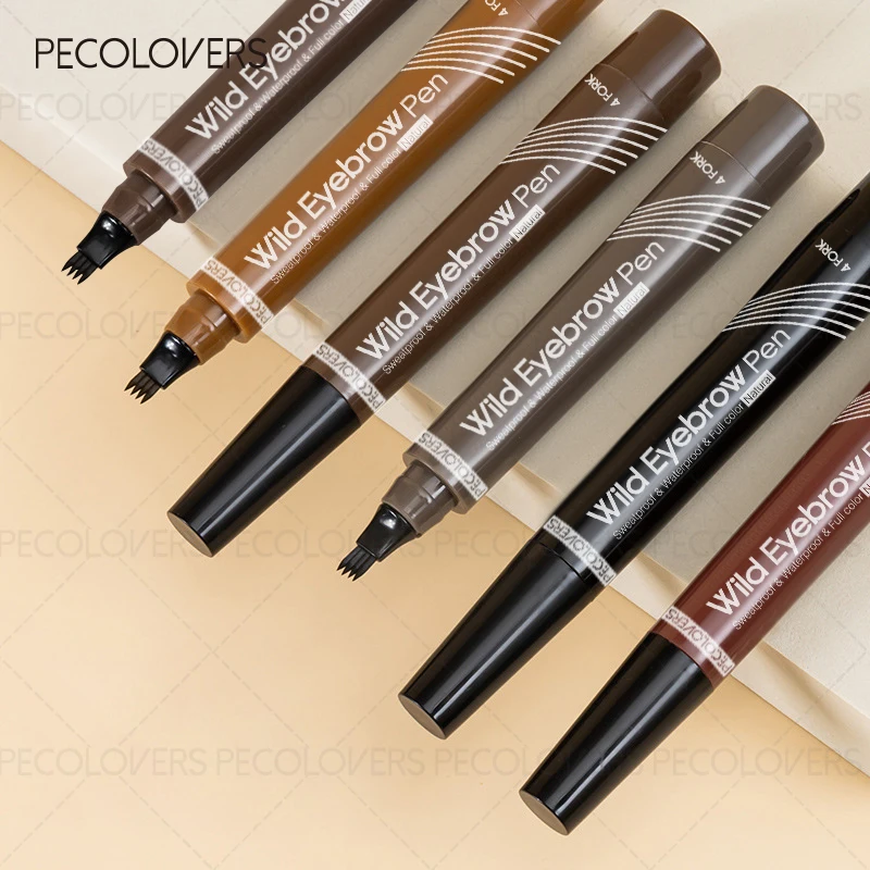 Lápis de sobrancelha natural 3d duradouro, 2 peças, matiz líquido fosco, maquiagem à prova d'água, tatuagem de sobrancelha, cosméticos à prova de manchas
