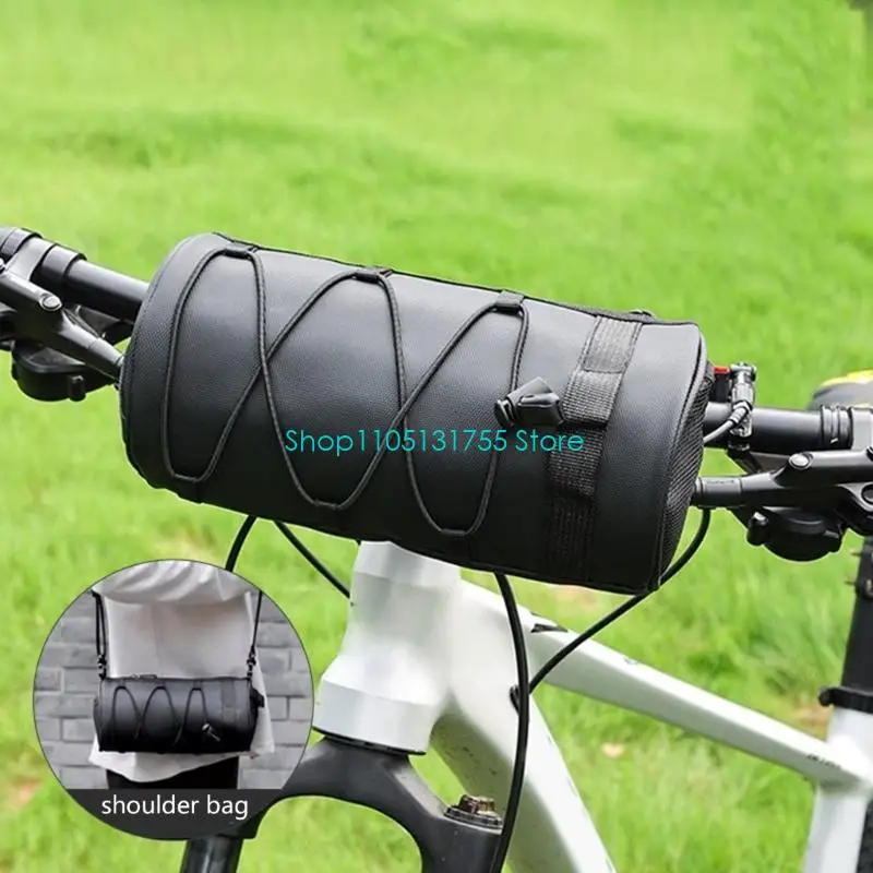 K0EF Bicycles Handlebar Bag Daily Travel Bike Bag for Local Use, Front Bar Storage with Top Entry Access, Cord Web Detail, and