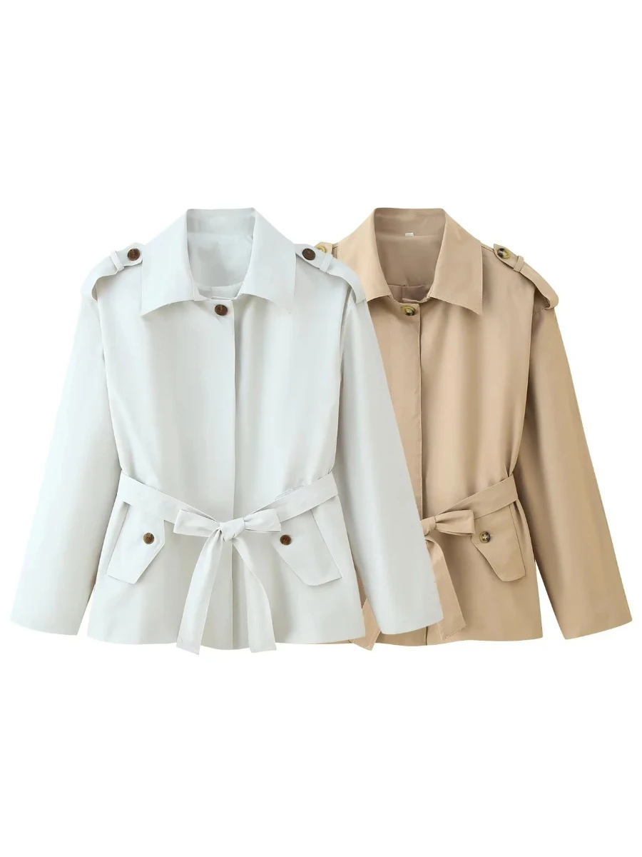 TWOTWINSTYLE Solid Shoulder Pud Design Coat for Women Lapel Long Sleeve Spliced Lace Up Slimming Jacket Female Fashion Clothing