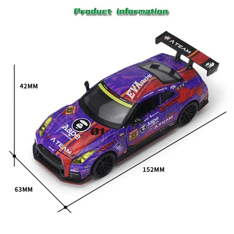 1:32 Nissan GT-R R35 NISMO EVA Racing Alloy Sports Car Model Diecasts Metal Track Race Car Model Sound Light Childrens Toys Gift