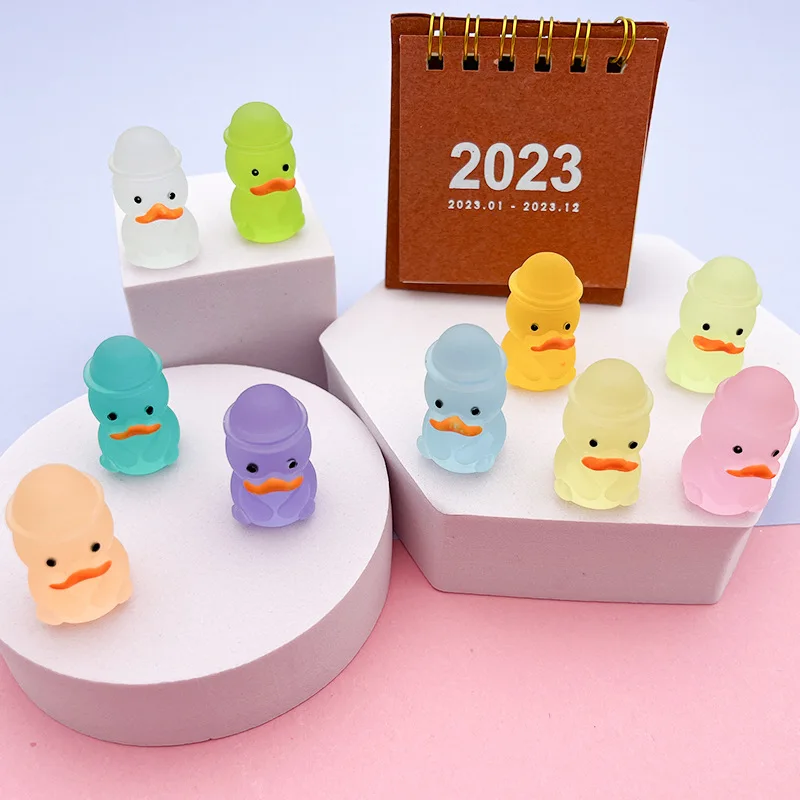 Glow In The Dark Mini Cute Gentleman Duck Fun DIY Handmade Cream Glue Kawaii Jewelry Kids Boy Girls Toy Noctilucent Gifts 2024