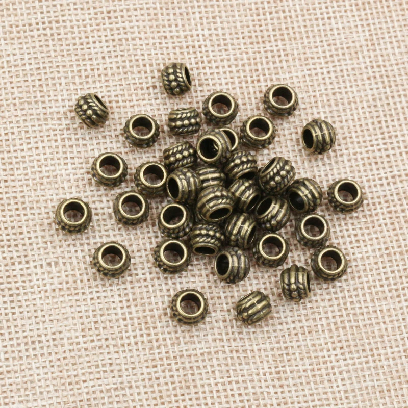 8x6mm 30pcs Hole Size 3.7mm Antique Gold Bronze Silver Plated Ball Handmade Charms Pendant Jewelry Making for Bracelet Necklace