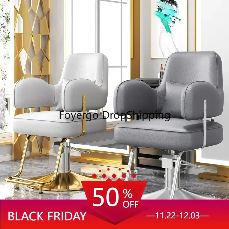 Back Durable Hair Barber Chairs European Style Hairdressing Chair Dressing Room Armchair Recliner Cabeceros Furniture Salon