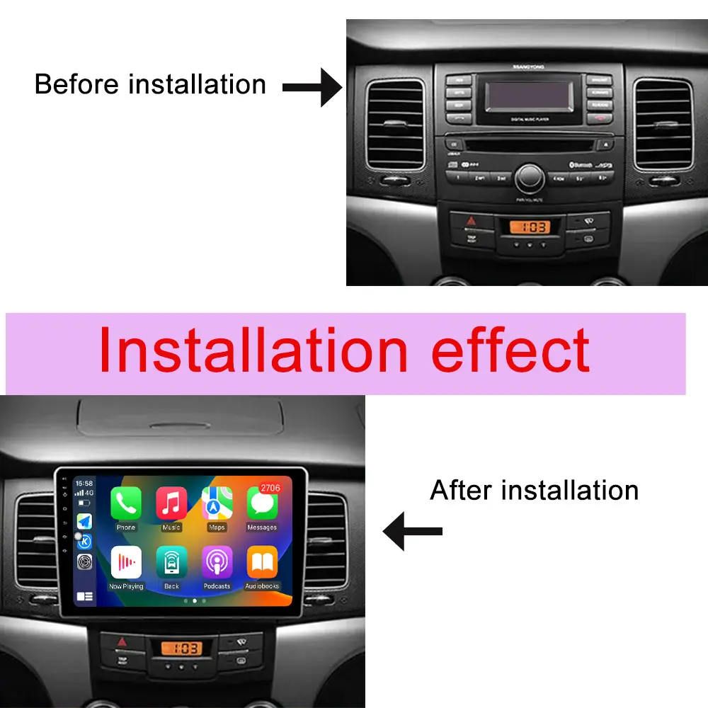 Wireless Carplay for SsangYong Korando 2010-2013 Car Radio Video Multimedia Player GPS Navigation DSP Stereo BT WiFi QLED Screen