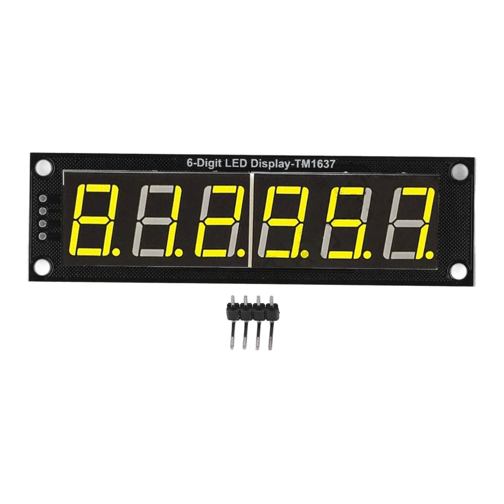 6 Digit 7 Segment Display Module TM1637 Yellow Light Digital Tube Module 5V Plug and Play LED Display Digital Tube Clock
