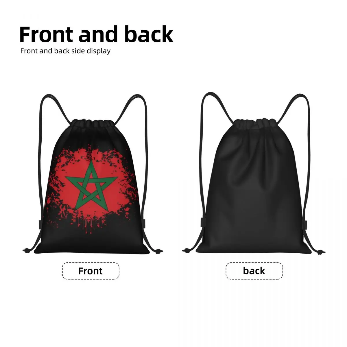 Custom Marokko Morocco Flag Drawstring Backpack Bags Men Women Lightweight Moroccan Gym Sports Sackpack Sacks for Traveling