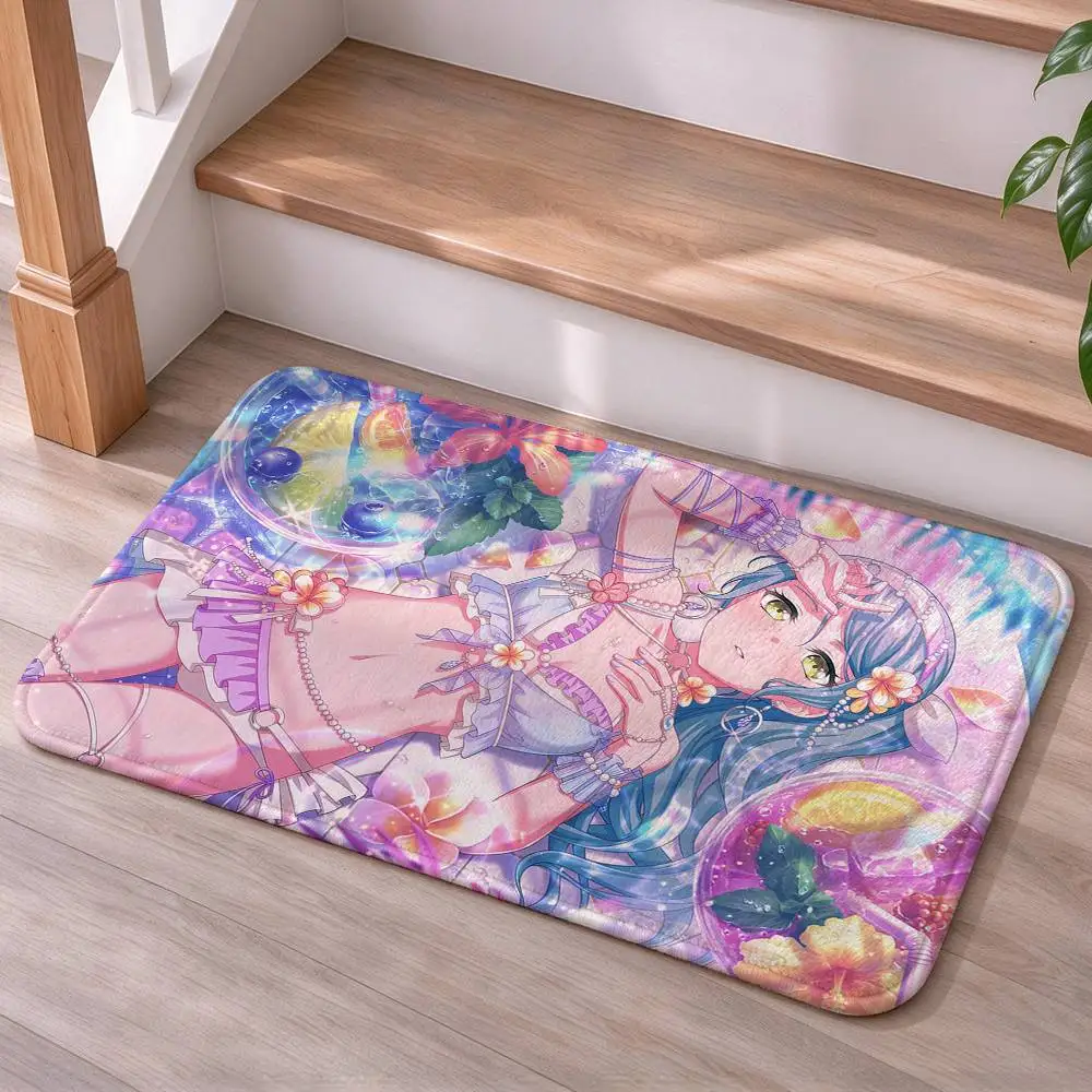 Roselia S-Sayo Hikawa BandG Short Plush Non-Slip Floor Mat, Easy to Clean, for Bathroom Door & Bedroom Door