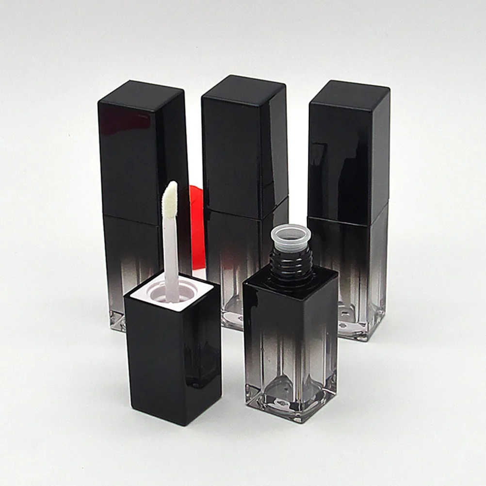 3 flacons vides de gloss à lèvres de 5 ml, tube carré portable, design noir UV, conteneur pratique pour les voyages, pour la beauté des femmes