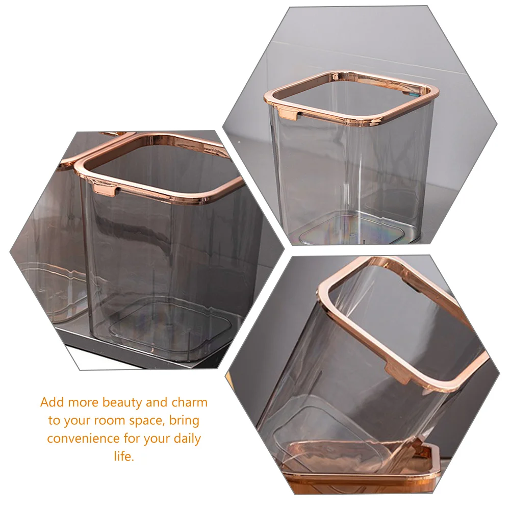 

Pet Trash Can Multi Functional Clear Garbage Bucket Household Portable Trash Bin Bedroom Kitchen Office Use Storage Container