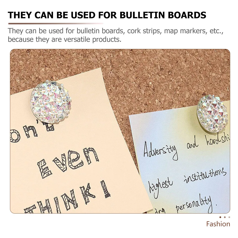 

10pcs Rhinestone Push Pins Replaceable Compact Thumbtacks For Cork Board Map Accessories Office Desk Home Supply Multi-Function