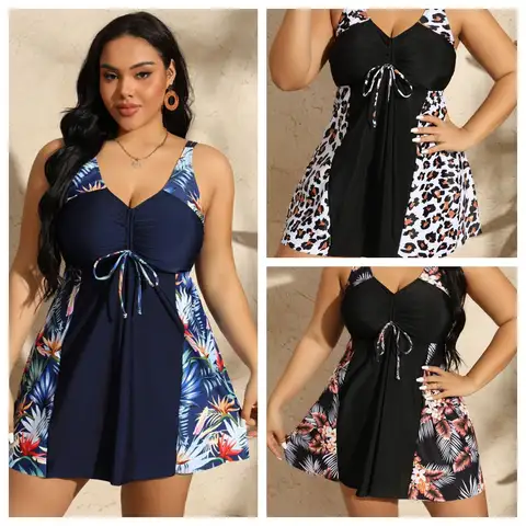 Imprimer deux pièces costumes grande taille maillots de bain Tankini femmes taille haute courbée maillot de bain brésilien plage dame grand senselrhьник ж браrien