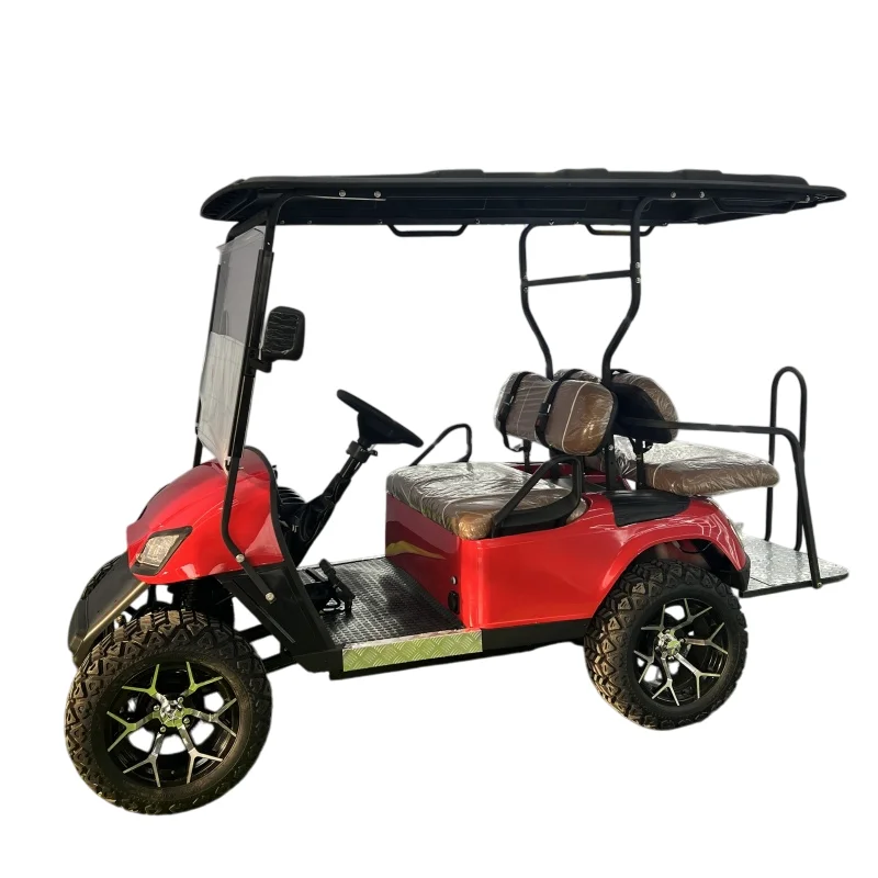 Brand New Red Golf Cart 4 Wheels 60V 14 Inch Off-road Tire 2+2 Seats High Quality Outdoor Adventure Electric Golf Cart