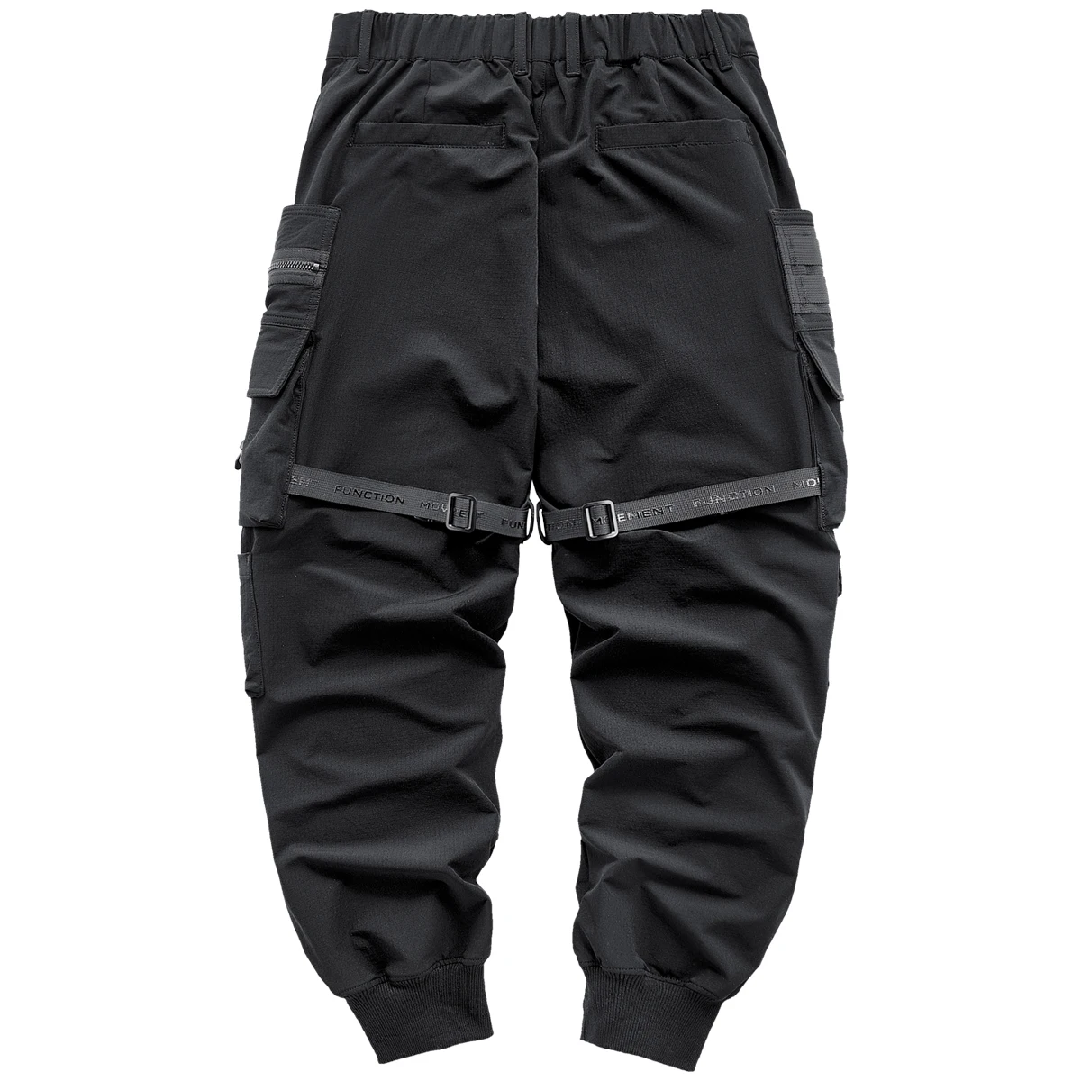 Pantalones Cargo tácticos de marca superior para hombre, ropa de calle funcional con múltiples bolsillos, estilo Hip Hop, color negro, WB765