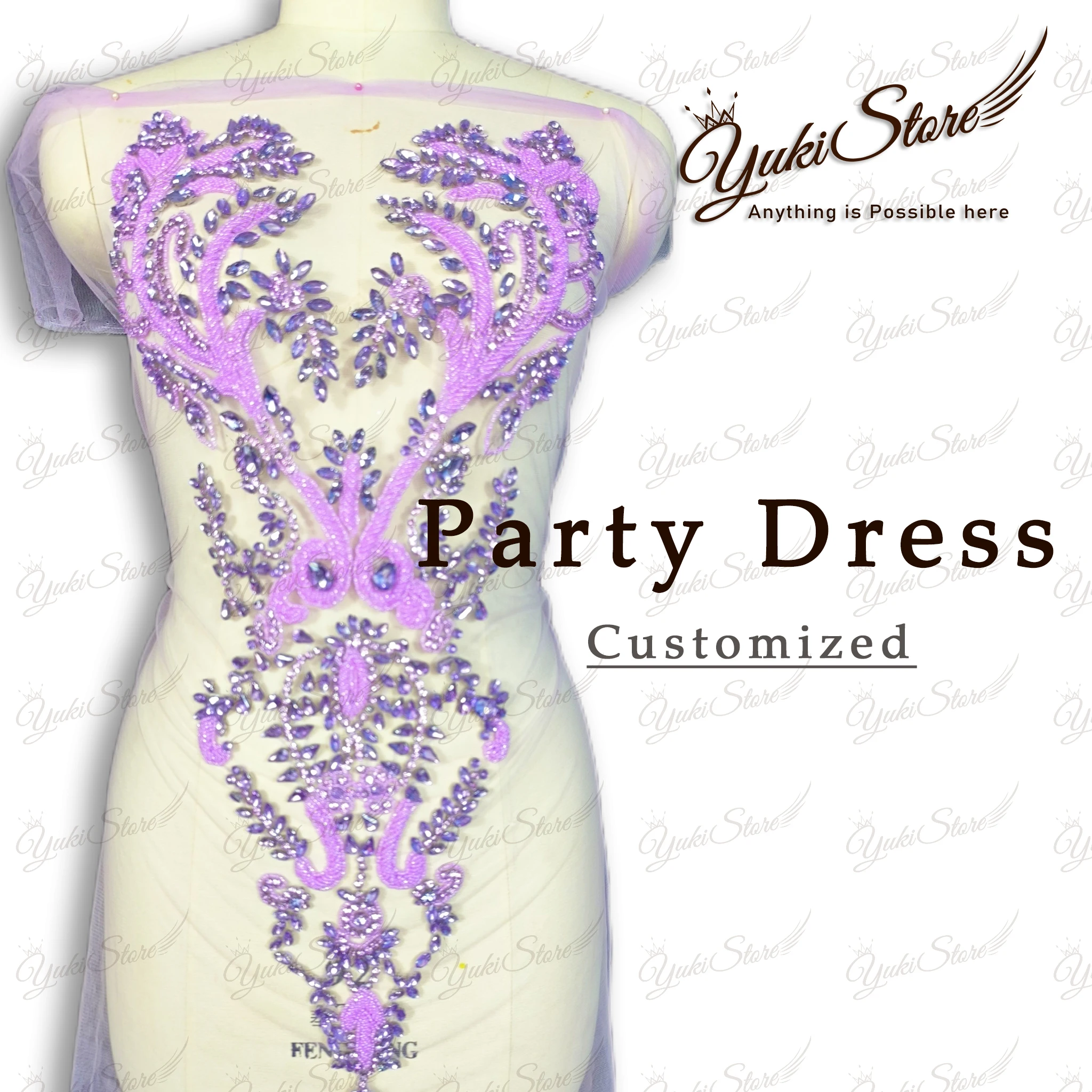 

Purple Sewing Beaded Crystal Embellished Red Bodice Rhinestone Appliques Mesh Fabric Sexy Dress Wedding Dress JY061