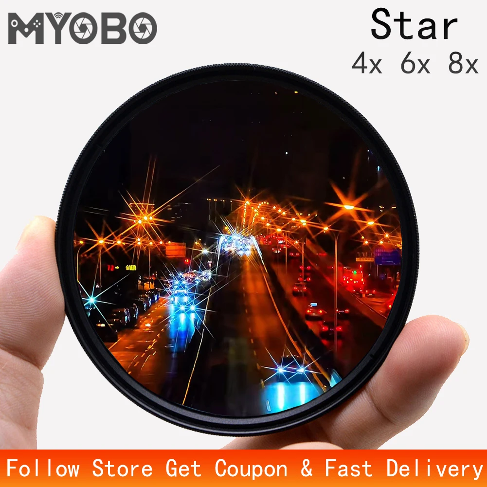 MYOBO Star Filter 4/6/8 Points Photography Starburst Filter -37 40.5 43 46 49 52 55 58 62 67 72 77 82 MM for Camera Star Filters