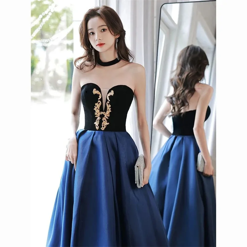 Banquet Evening Dress Women's High end Luxury 2023 New French Palace Princess Dress Long Elegant and Noble Host Skirt