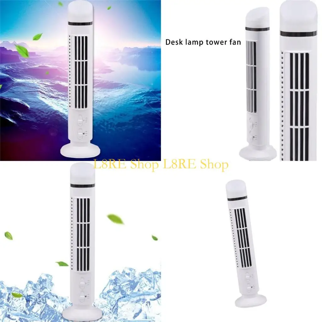 L8RE Elegant Tower Fan with LED Light Bladeless Electric Fan for Living Room Bedroom