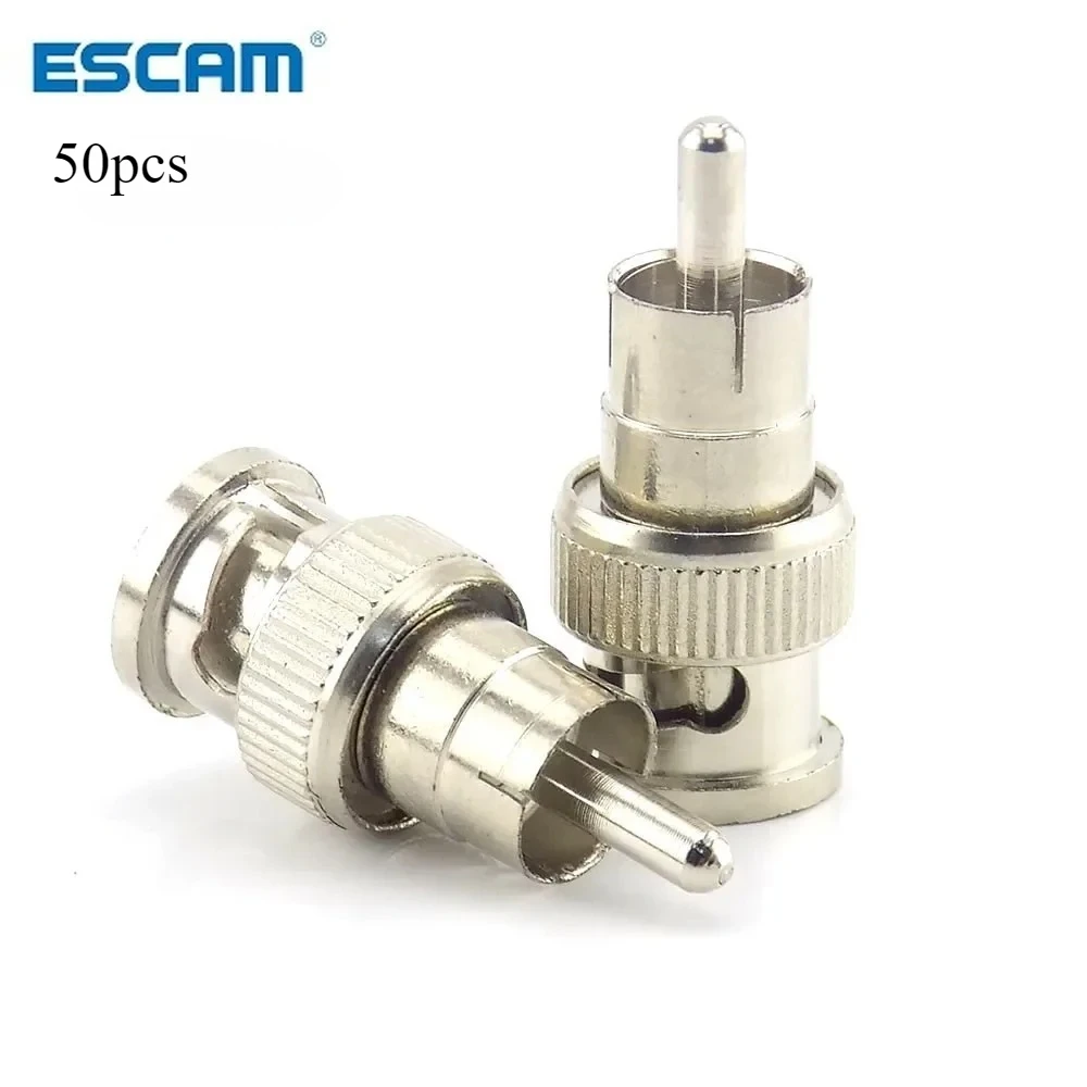 

50pcs RCA Male to BNC Connector Male Adapter for CCTV Surveillance ip Camera video balun poe splitter Security System