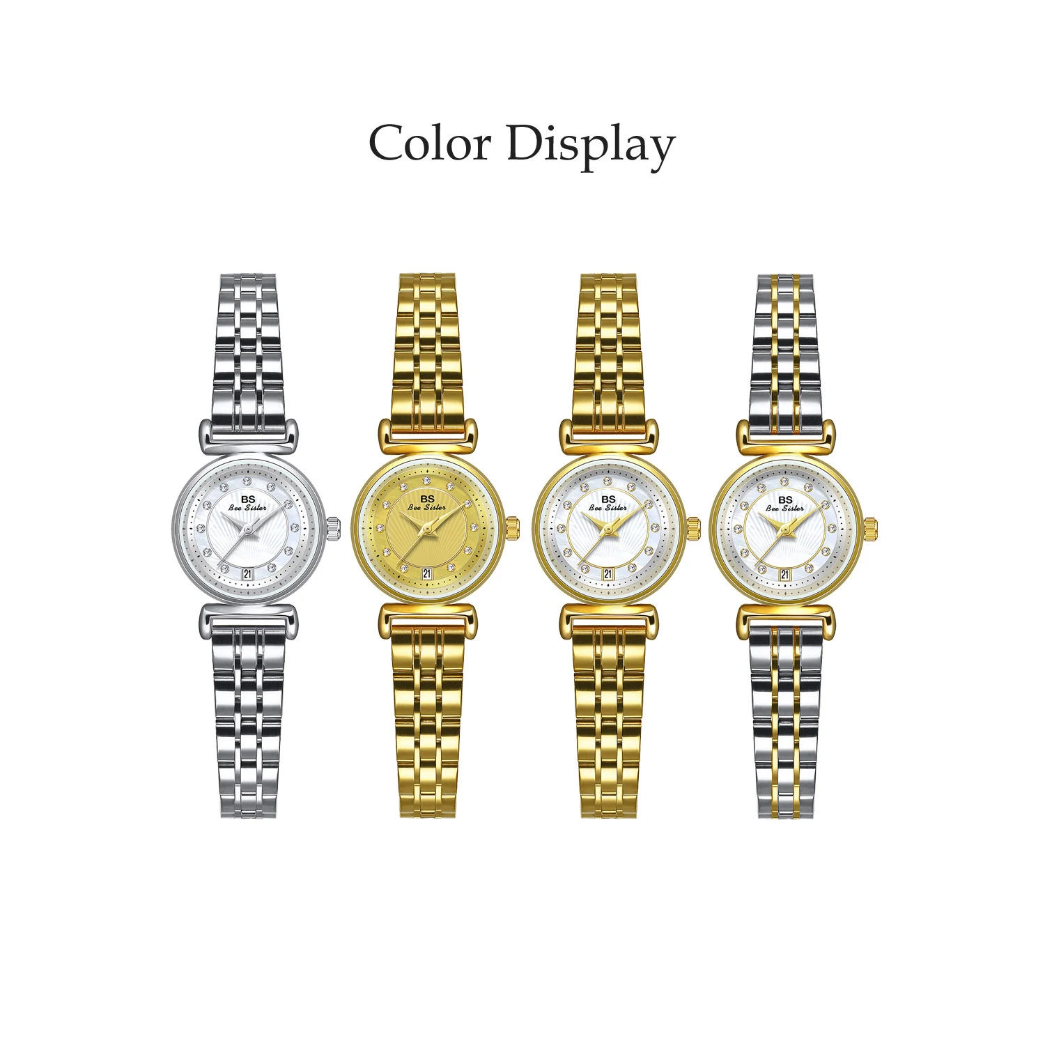 Luxury Brand BS Women Gold Watches Small Bracelet Quartz Clock Stainless Steel Fashion Watch for Ladies High Quality aaa Watch