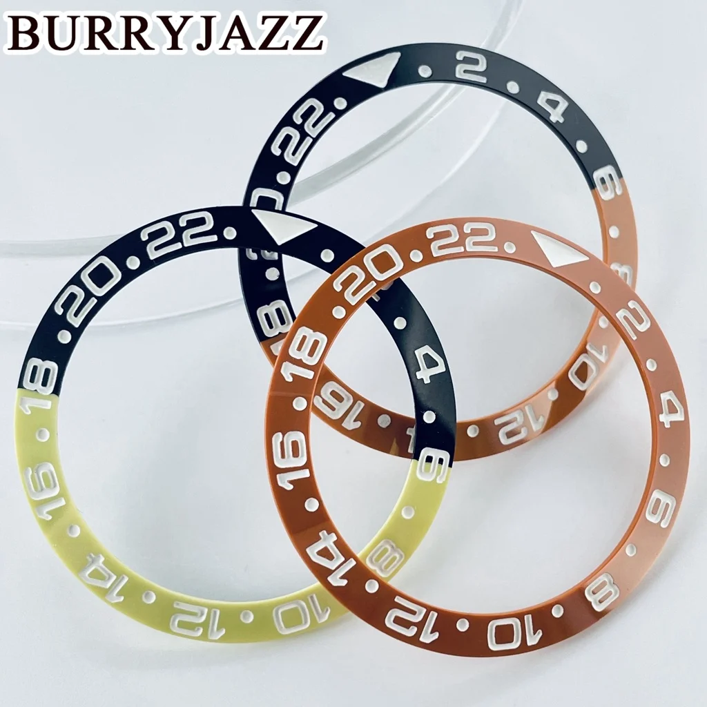 Burryjazz 38มม. แหวนเซรามิก, นาฬิกาสไตล์นักประดาน้ำ GMT สำหรับ40มม. เปลี่ยนเคสอุปกรณ์เสริมแหวนดำน้ำ