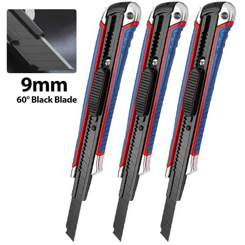 130mm Precision Craft Knife Aluminum Body SK5 Black Blade TPR Grip For Office Stationery Scrapbook Cutting And Art Projects