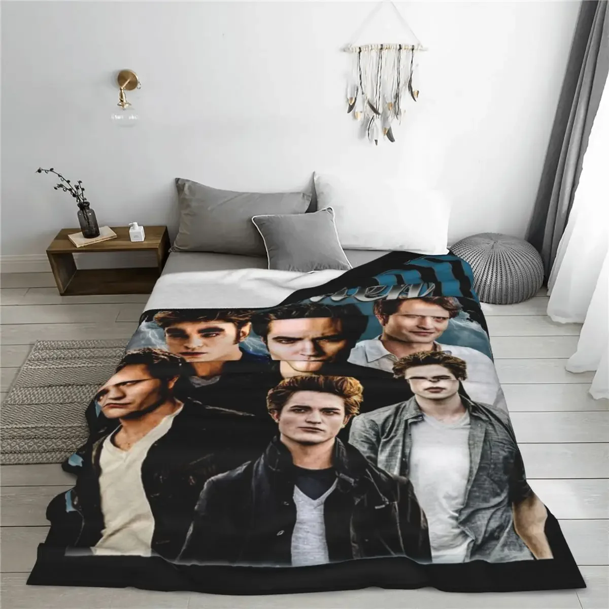 Edward Cullen Retro 90 Homage Twilight Blanket Fleece Decoration Robert Pattinson Throw Blankets for Bedding Bedding Throws