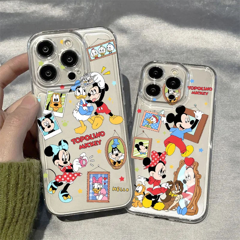 Disney Mickey Minnie Mouses For Realme10 9 C30 53 63 Narzo50 Find X5 Reno12 11 10 8 7 6 Pro Plus Transparent Space Phone Case