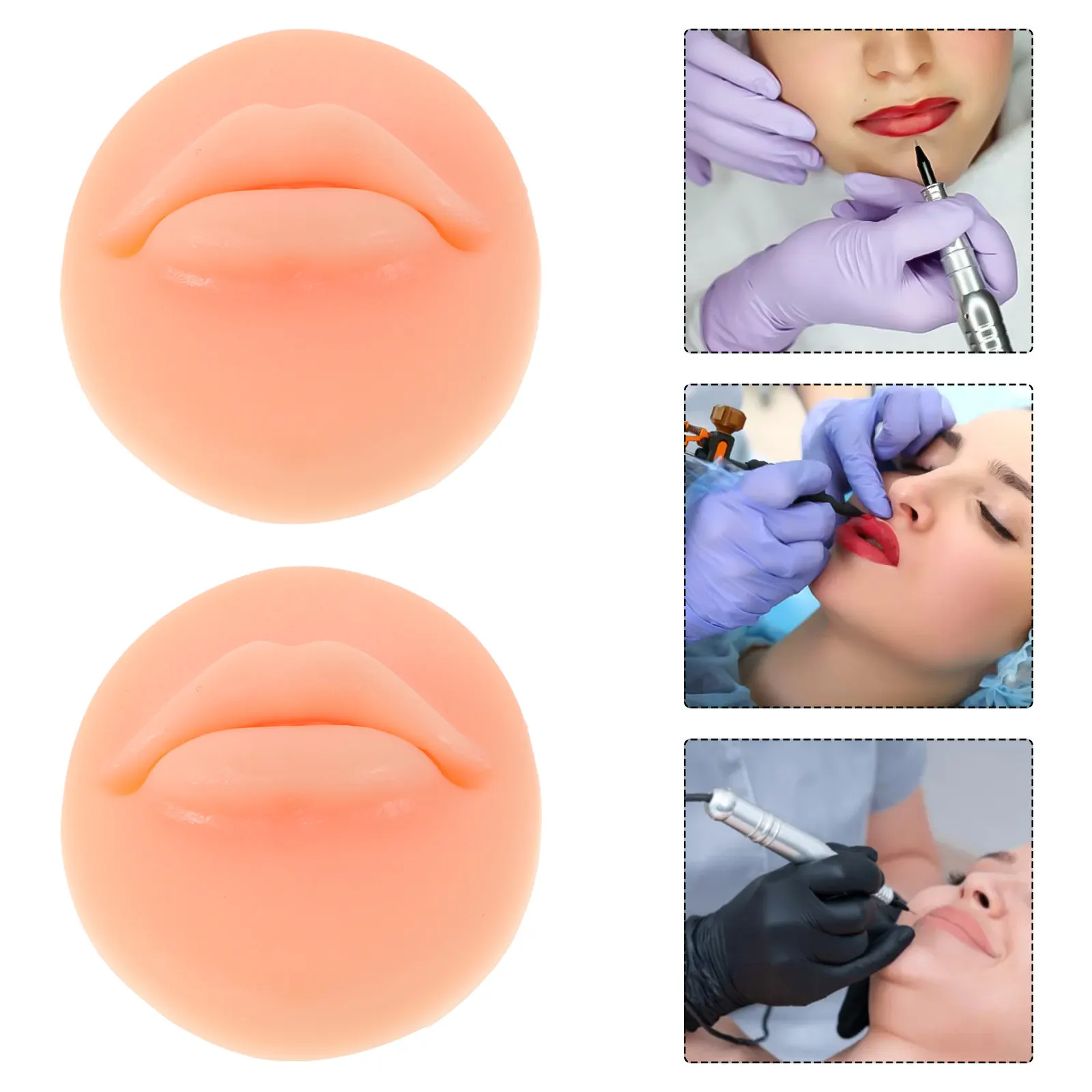 2Pcs Simulation Silicone Lips Tattoo Practice Kit Realistic 3D Vertical Contour for Beginners Professionals Lip Tattooing