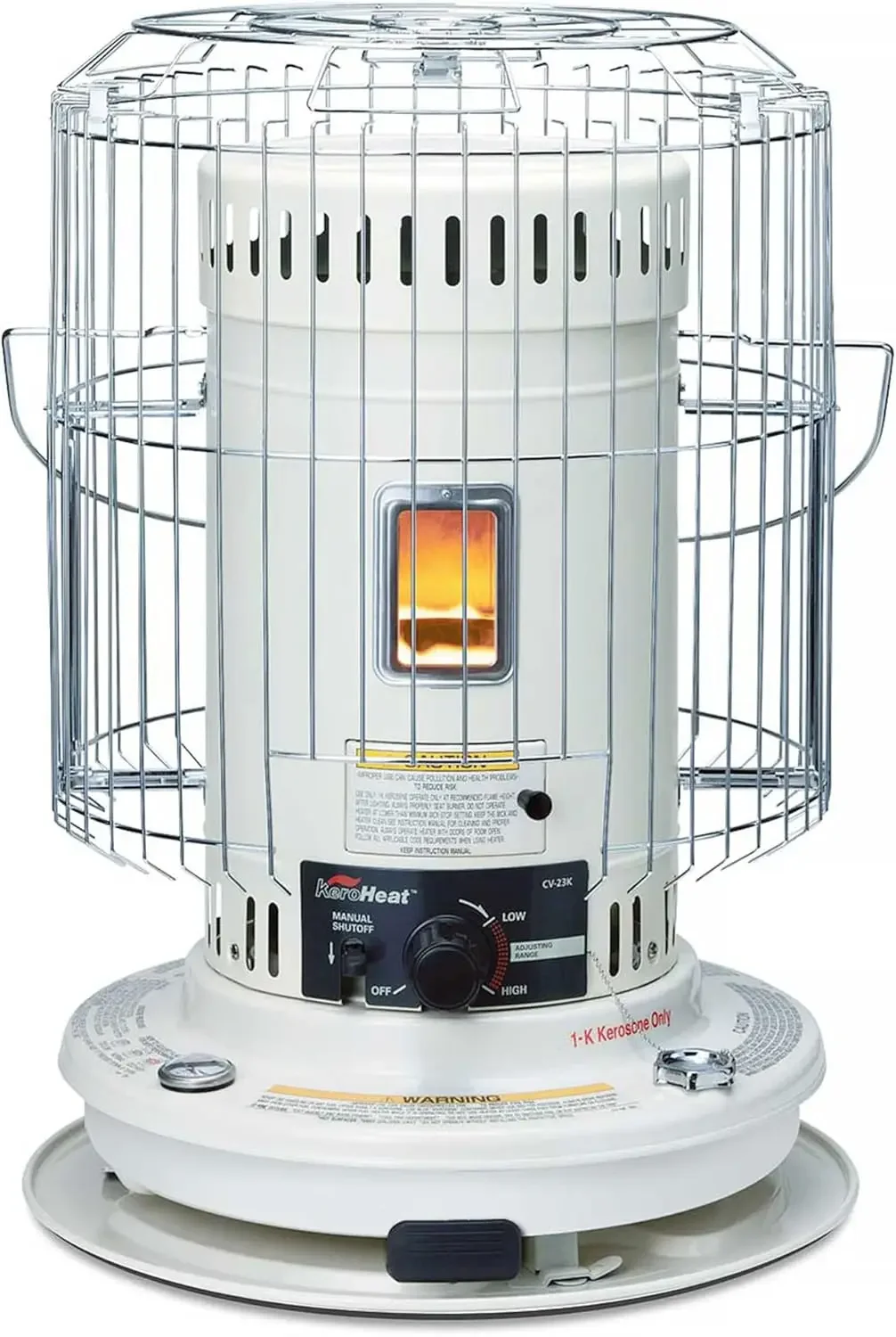 CV 23K Efficient Indoor Outdoor Portable Travel Convection Kerosene Space Heater with Automatic Safety Shut Off,23,500 BTU,White