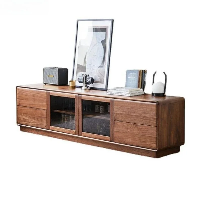 

Nordic all solid wood black walnut TV side cabinet, light luxury modern simple storage cabinet