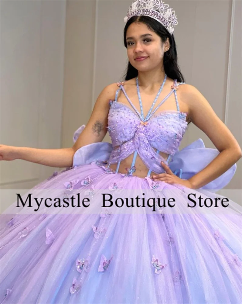 Light Purple Sweetheart Ball Gown Quinceanera Dress 2024 Beaded Appliques Birthday Party Gowns Bow Sweet 16 15 Dress Robe De Bal