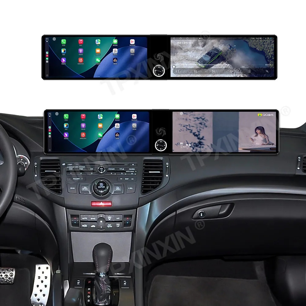Двухэкранное автомобильное радио 12,3 дюйма для Honda Spirior 2009-2013, Android 13, HD-экран, CarPlay, GPS-навигация, мультимедийный проигрыватель, головное устройство для авто
