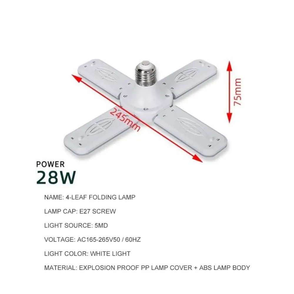 Lamp Garage Light LED Mini Four Leaf Light Foldable Light Three Leaf Light Adjustable LED Wings Standard Medium Base Room Decor