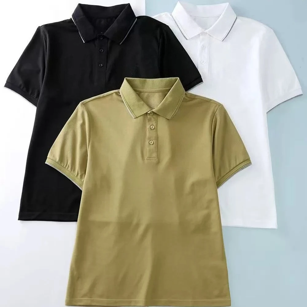 Italian old money BC gentleman pearl knitted cotton lapel embroidered short-sleeved POLO shirt