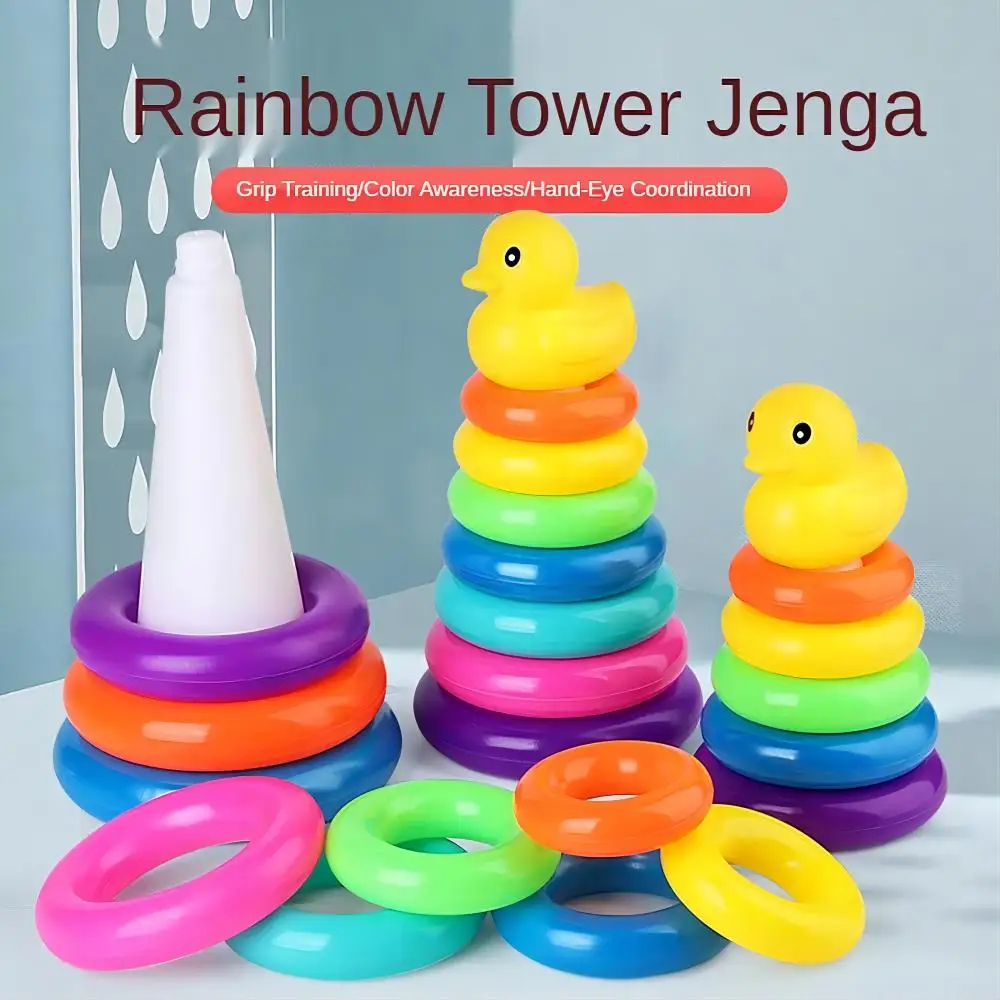 

0-3 years old Infant Early Learning Rainbow Stacking Toys Puzzle Development Intelligence Rainbow Tower Baby Toy Gift Stack Ring